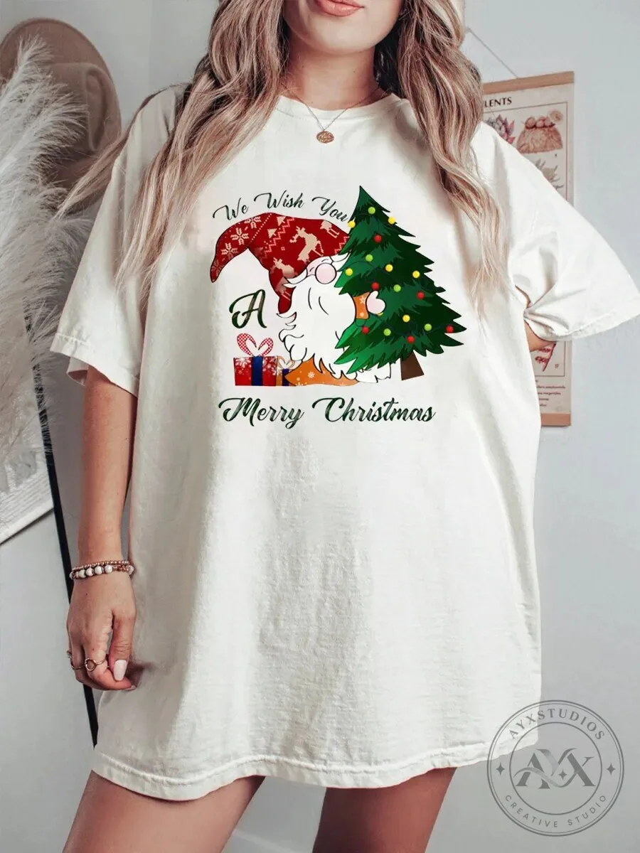 We Wish You A Merry Christmas Gnome Holiday T-Shirt