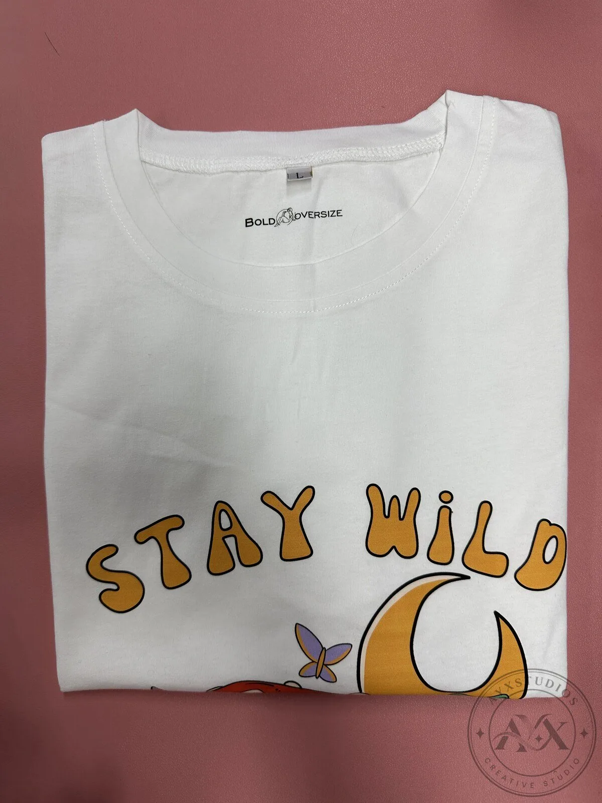 Stay Wild Moon Child Graphic Print Oversized Casual Short Sleeve T-Shirt