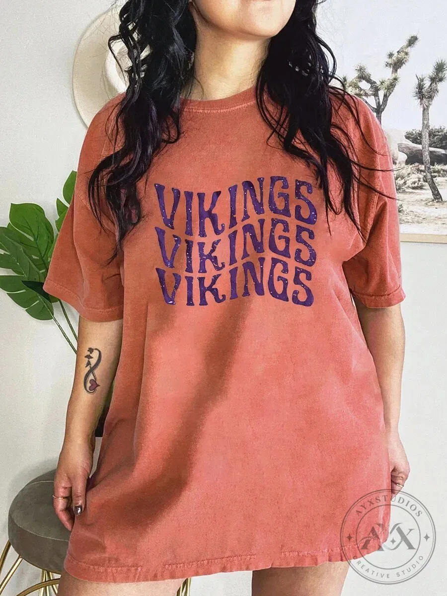 Minnesota Vikings Distressed Purple Print Terracotta Oversized T-Shirt