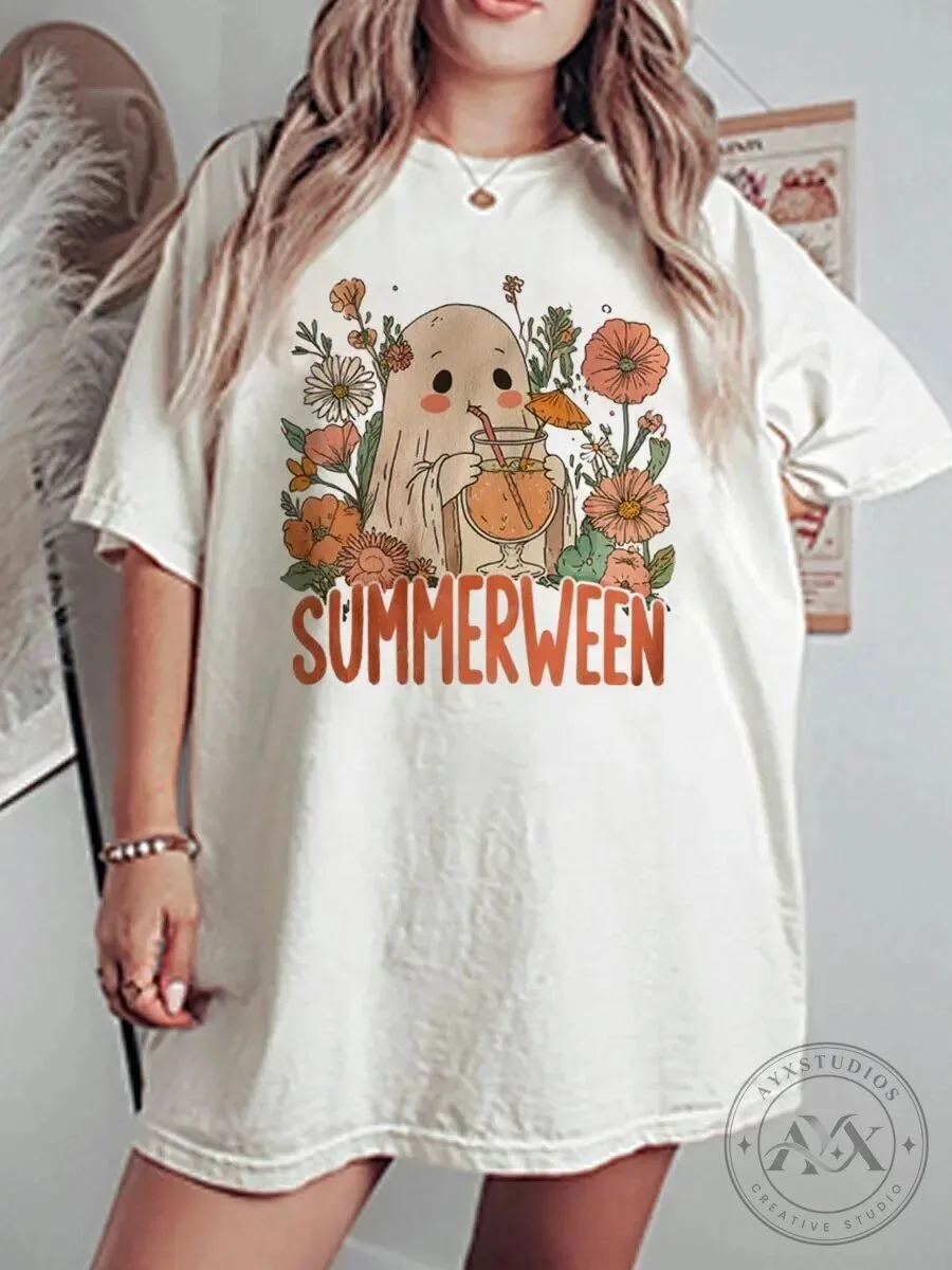 Summerween Ghost Halloween Graphic T-Shirt 1 Summerween Ghost Halloween Graphic T-Shirt